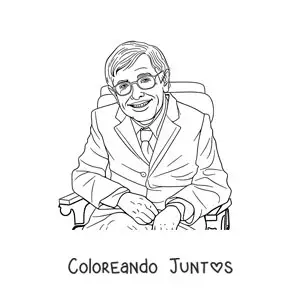 Imagen para colorear de un retrato de Stephen Hawking realista