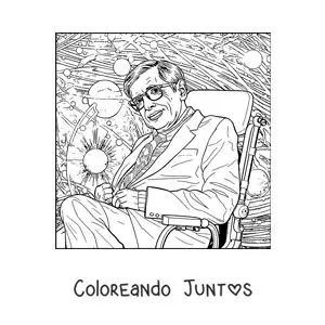 Imagen para colorear de Stephen Hawking y el universo