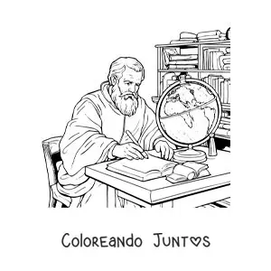 Galileo Galilei estudiando en un escritorio