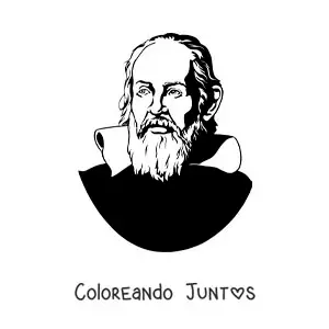 Imagen para colorear de retrato de Galileo Galilei realista