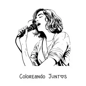 Imagen para colorear de Dua Lipa animada cantando con un micrófono