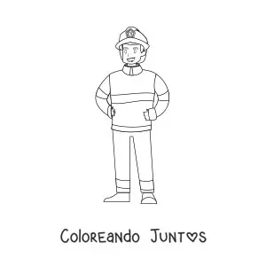 Imagen para colorear de un bombero de frente