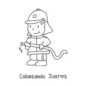 Imagen para colorear de un bombero animado sonriente
