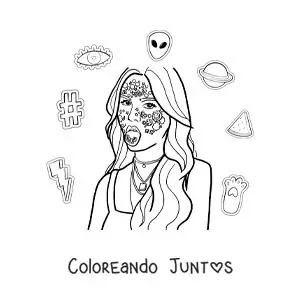 Imagen para colorear de un retrato de Olivia Rodrigo en su álbum Sour