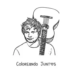 Retrato a lápiz de Ed Sheeran con una guitarra