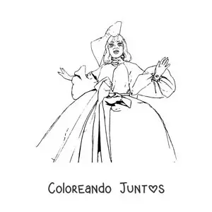 Imagen para colorear de Lady Gaga animada con vestido