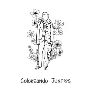 Imagen para colorear de silueta de Harry Styles con flores