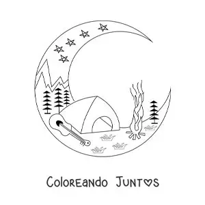 Imagen para colorear de un campamento de noche
