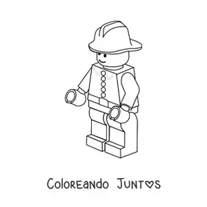 Imagen para colorear de un bombero de juguete estilo Lego
