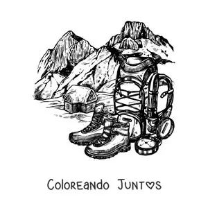 Una mochila y un par de botas para escalar
