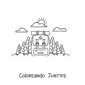 Imagen para colorear de una mochila para senderismo en la naturaleza