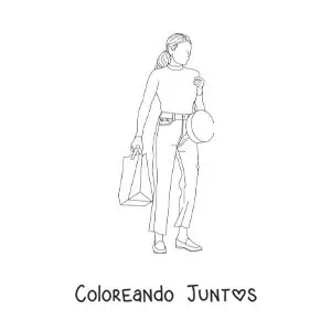 Silueta de una mujer con bolsas de ropa