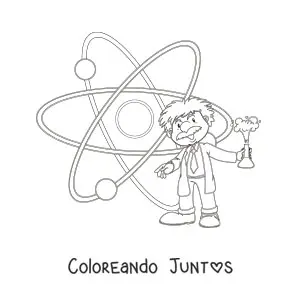 Albert Einstein animado con un átomo