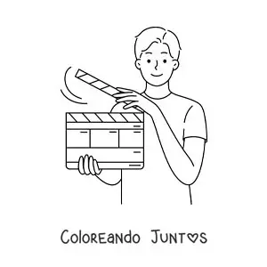 Imagen para colorear de un director de cine con su claqueta