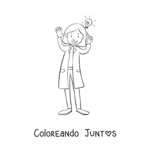 Imagen para colorear de una mujer científico animada