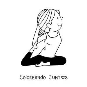 Imagen para colorear de una mujer haciendo una postura de yoga aislada