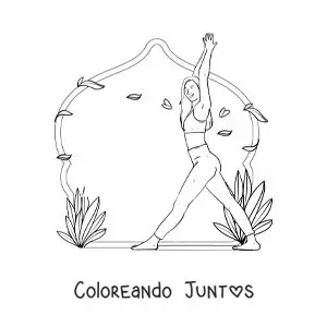 Imagen para colorear de una mujer haciendo una postura de yoga