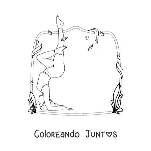 Imagen para colorear de una joven practicando yoga