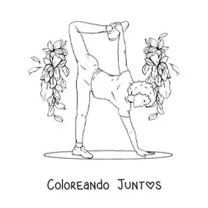 Imagen para colorear de una chica practicando yoga