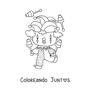 Imagen para colorear de un elefante de circo en un monociclo