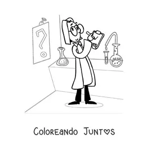 Imagen para colorear de un científico loco en un laboratorio