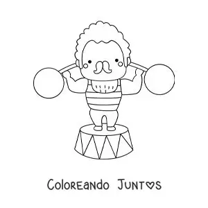 Imagen para colorear de un forzudo de circo levantando pesas
