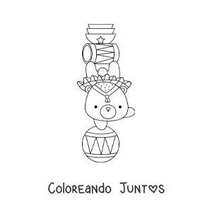 Imagen para colorear de una foca de circo kawaii balanceando una pelota