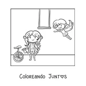 Imagen para colorear de dos acróbatas de circo