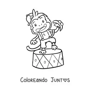 Imagen para colorear de un mono de circo animado
