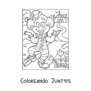 Imagen para colorear de una caricatura de un payaso en el circo
