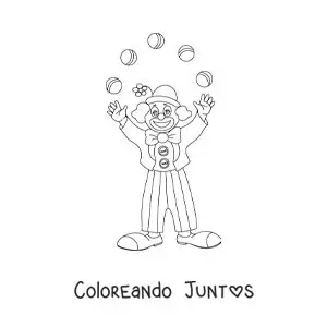 Imagen para colorear de un payaso del carnaval haciendo malabares