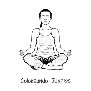 Una mujer sentada meditando