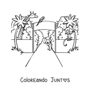 Imagen para colorear de la entrada de un parque zoológico