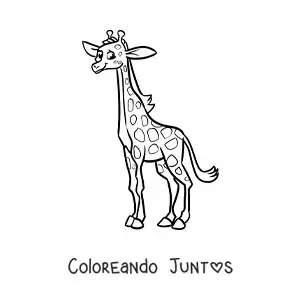 Imagen para colorear de una jirafa del zoológico animada