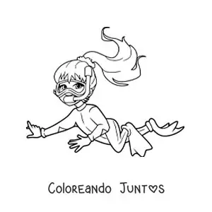 Imagen para colorear de una niña buceando