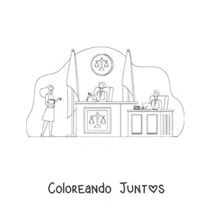 Imagen para colorear de un abogado ante un juez en un juicio