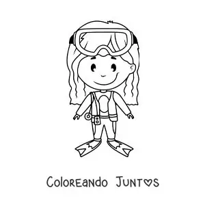 Una niña con equipo de buceo