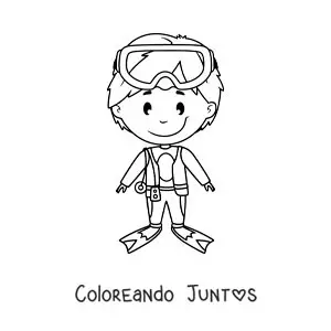 Un niño con equipo de buceo