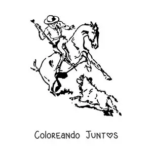 Un hombre a caballo cazando un jabalí