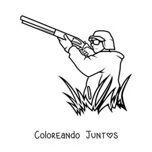 Imagen para colorear de un cazador apuntando su arma