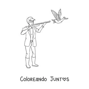 Imagen para colorear de un hombre cazando a un pato