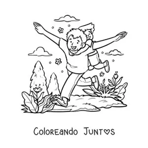 Imagen para colorear de un padre jugando con su hijo en el parque