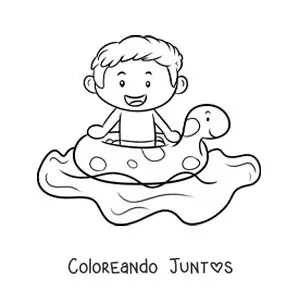 Un niño con flotador en una piscina