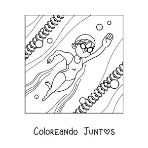 Imagen para colorear de una niña practicando natación en una piscina