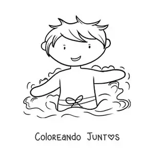 Imagen para colorear de un niño en una piscina
