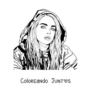 Imagen para colorear de un retrato de Billie Eilish en estilo realista