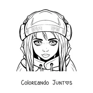 Imagen para colorear de Billie Eilish en caricatura
