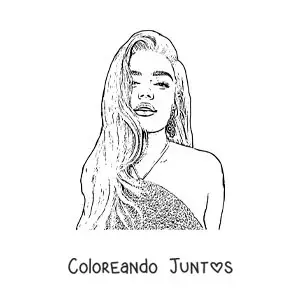 Imagen para colorear de un retrato de Karol G en estilo realista a lápiz