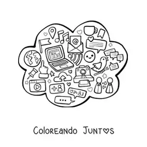 Imagen para colorear de las redes sociales como medio de comunicación