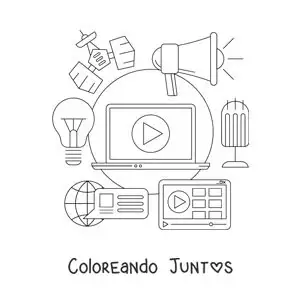 Imagen para colorear de las redes sociales y las tecnologías de la información y comunicación